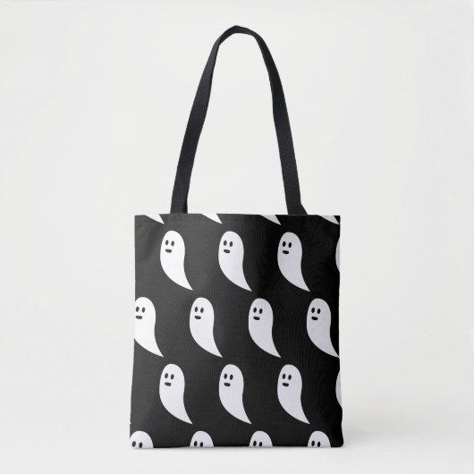 Ghost Halloween zwart wit schattig patroon Draagtas (Voorkant)