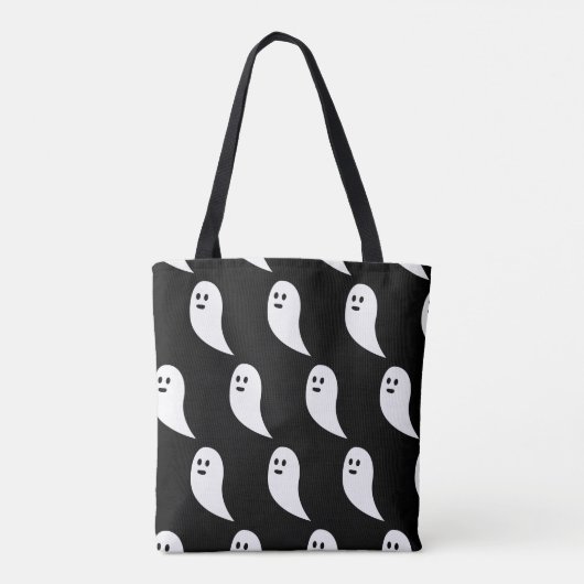 Ghost Halloween zwart wit schattig patroon Draagtas (Achterkant)