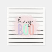 Ghost Hey Boo Pastel Roze Halloween Verjaardag Servet (Voorkant)