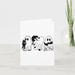 Ghost Holding Black Cat Funny Halloween Cat Lovers Kaart