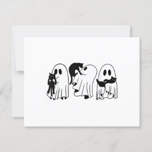 Ghost Holding Black Cat Funny Halloween Cat Lovers RSVP Kaartje