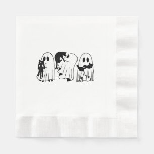 Ghost Holding Black Cat Funny Halloween Cat Lovers Servet