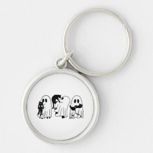 Ghost Holding Black Cat Funny Halloween Cat Lovers Sleutelhanger