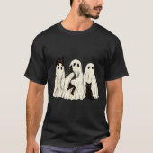 Ghost Holding Black Cat Funny Halloween Cat Lovers T-shirt (Voorkant)