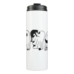 Ghost Holding Black Cat Funny Halloween Cat Lovers Thermosbeker