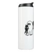 Ghost Holding Black Cat Funny Halloween Cat Lovers Thermosbeker (Gedraaid links)