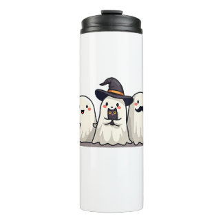 Ghost Holding Black Cat Funny Halloween Cat Lovers Thermosbeker