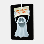 Ghost holding text metalen ornament (Voorkant links)