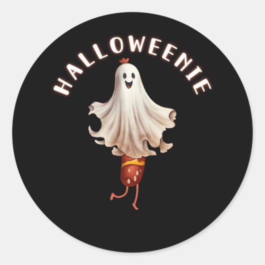 Ghost Hot Dog Halloweenie Dachshund Worstzaal Ronde Sticker (Voorkant)