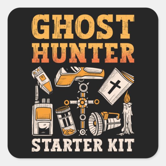 Ghost Hunter Starter Kit Paranormal Ghost Hunting Vierkante Sticker (Voorkant)