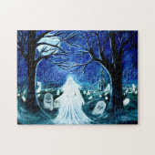 Ghost in een begraafplaats Halloween puzzel Legpuzzel (Horizontaal)