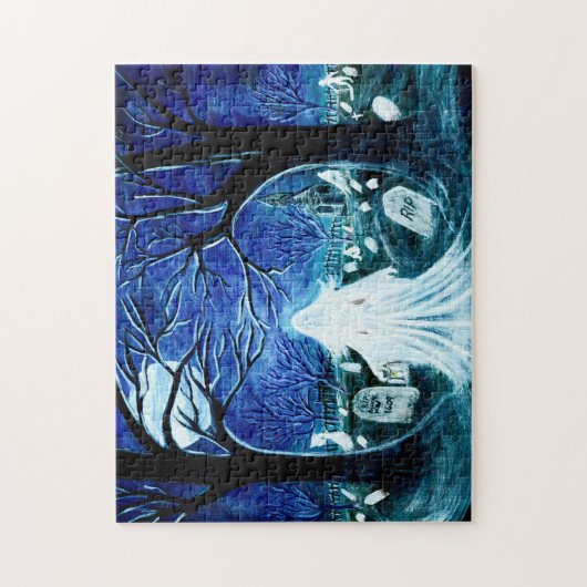 Ghost in een begraafplaats Halloween puzzel Legpuzzel (Verticaal)
