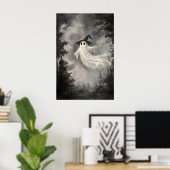 Ghost In Fall Forest Print, Ghost Whimsical Dark Poster (Thuiskantoor)