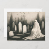 Ghost in Graveyard Spooky  Illustratie Briefkaart (Voorkant / Achterkant)