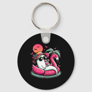 Ghost in Lifebuoy Flamingo op een zwembad Float Su Sleutelhanger