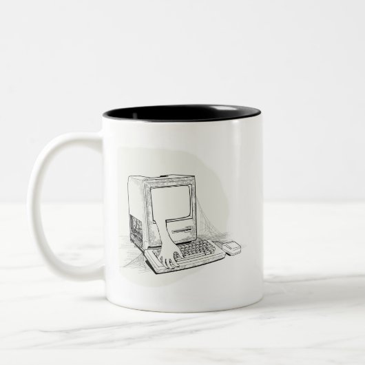 Ghost in mijn machine "Ancient Mac"-Mok Tweekleurige Koffiemok (Links)