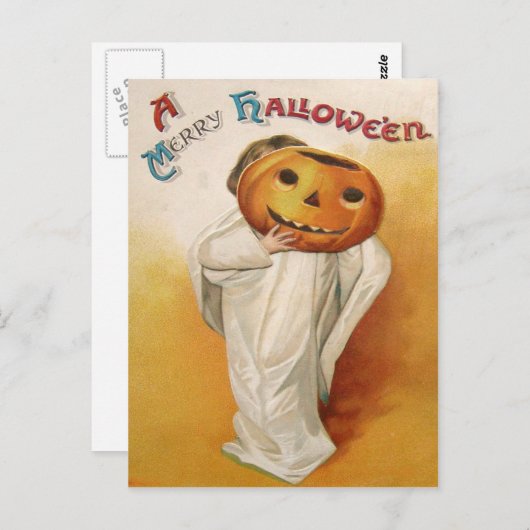 Ghost Jack O Lantaarn Pompoen Kind Briefkaart (Voorkant / Achterkant)