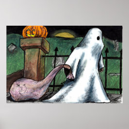 Ghost Jack O' Lantern Costume Cemetery Snoep Poster