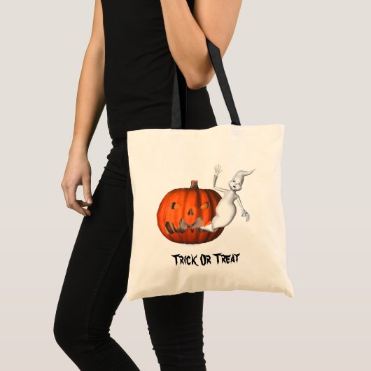 Ghost Jack O Lantern Halloween Funny Canvas tas (Voorkant (product))