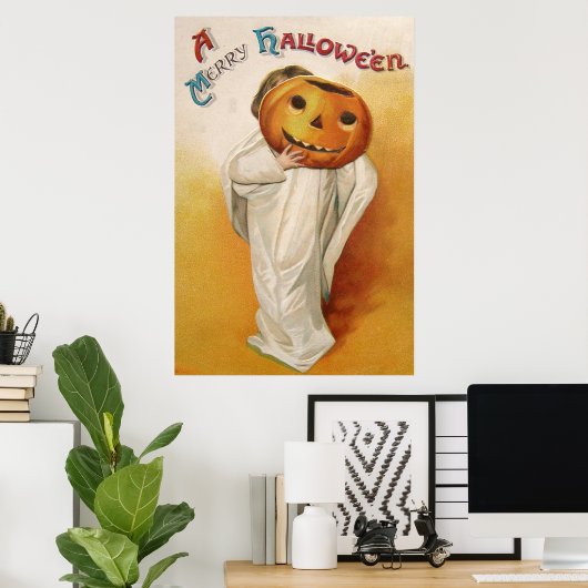 Ghost Jack O Lantern Pumpkin Child Poster (Thuiskantoor)