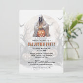 Ghost Jack-O-Lantern Spooky Halloween Party Kaart (Staand voorkant)