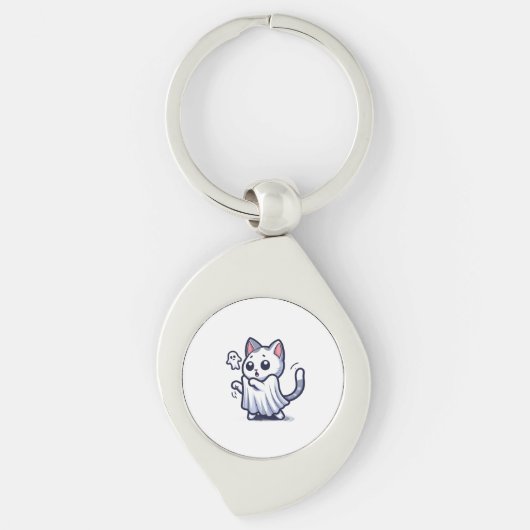 Ghost Kat Halloween kostuum Sleutelhanger (Voorkant)