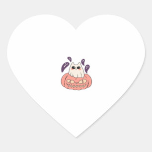 Ghost Kat in een pompoen Classic T-Shirt Hart Sticker