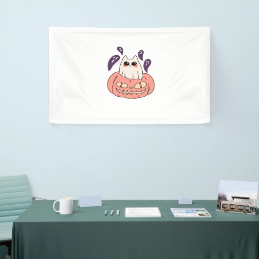 Ghost Kat in een pompoen Classic T-Shirt Spandoek (Beurs)