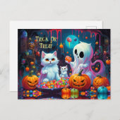 Ghost Kitten Pumpkin Snoep Halloween Feestdagenkaart (Voorkant / Achterkant)
