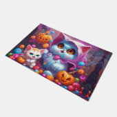 Ghost Kitten Pumpkin Snoep Trick or treat Deurmat (Schuin)