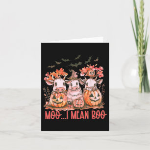 Ghost Koe Moo I Mean Boo Pumpkin Halloween Kaart