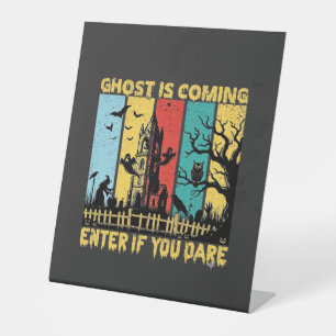 Ghost komt Halloween spookhuis heks Uil_ Reclamebord Met Voetstuk