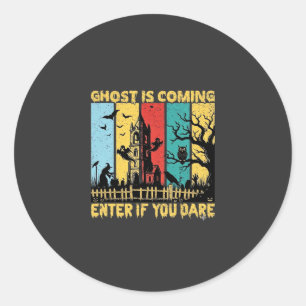Ghost komt Halloween spookhuis heks Uil_ Ronde Sticker