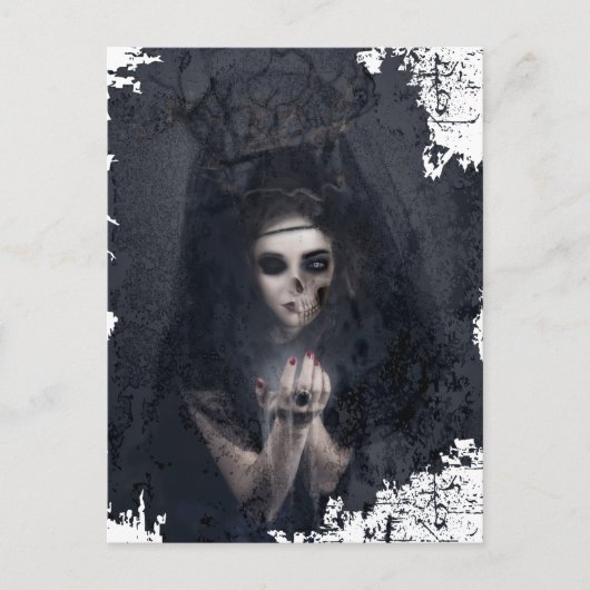 Ghost Lady Haunting Skull Skeleton Briefkaart (Voorkant)