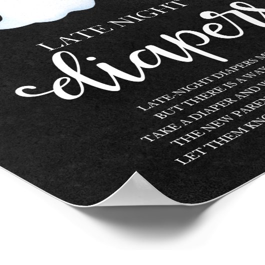 Ghost Late Night Diapers Baby shower Game Sign Poster