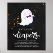 Ghost Late Night Diapers Baby shower Game Sign Poster