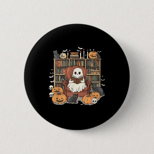 Ghost Library Halloween Boeken lezen Boeken Lover Ronde Button 5,7 Cm