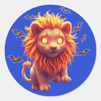 Ghost Lion Halloween T-Shirt for Spooky Animal lov Ronde Sticker