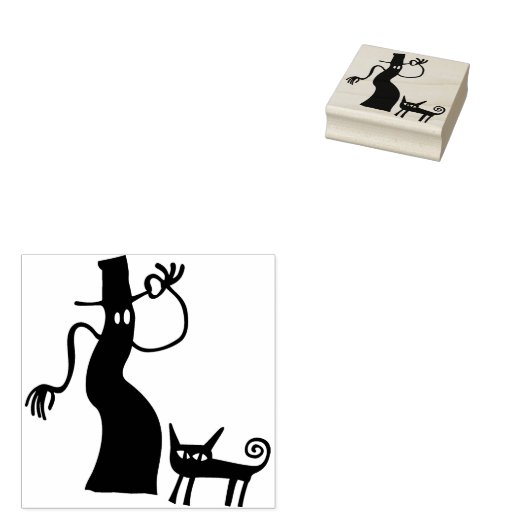 Ghost man- en kattenstempel 	rubberstempel (Gestempeld)
