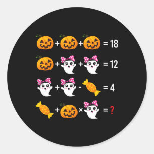 Ghost Mathematics Halloween Schattige Spook Ronde Sticker