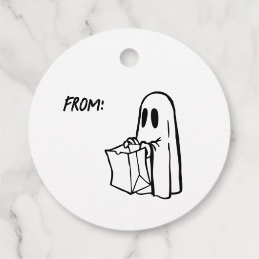 Ghost met Bag Trick or treat Bedankjes Labels (Achterkant)