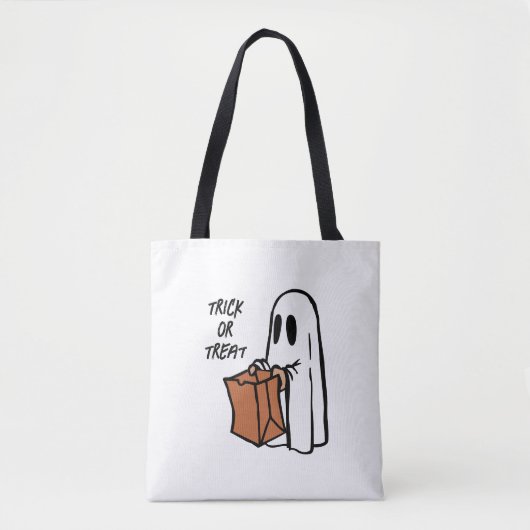 Ghost met Bag Trick or treat Snoep Canvas tas (Voorkant)
