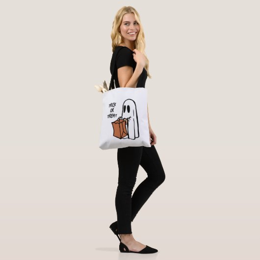 Ghost met Bag Trick or treat Snoep Canvas tas (Op model)