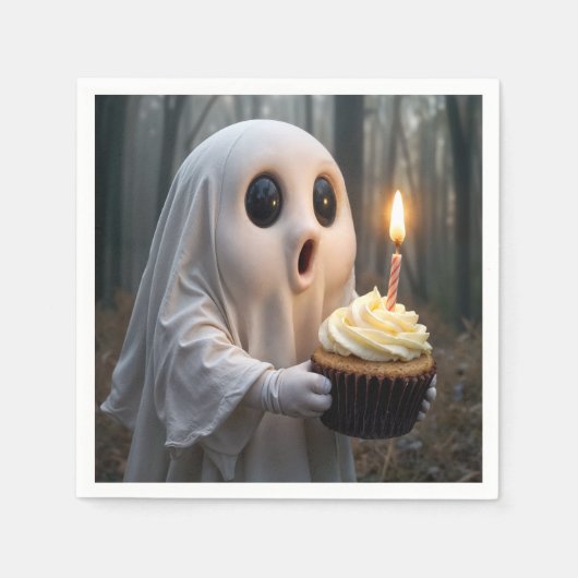 Ghost met een verjaardagscupcake servet (Voorkant)