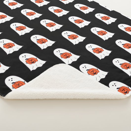 Ghost met Jack-o-Lantern Sherpa Deken (3/4)