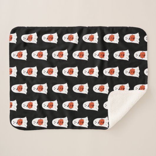 Ghost met Jack-o-Lantern Sherpa Deken (Voorkant (horizontaal))