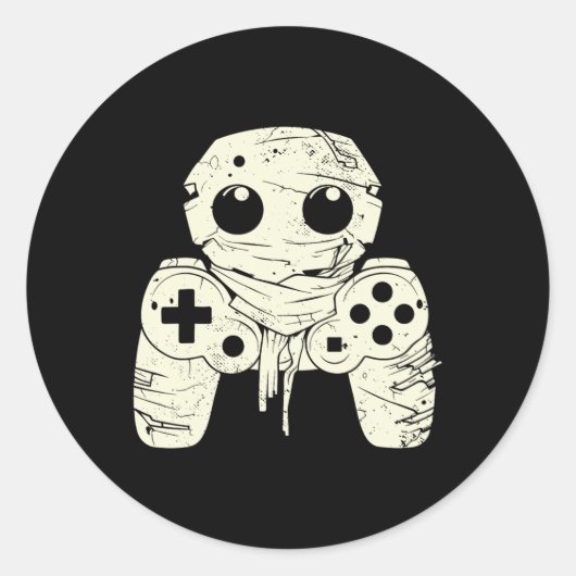 Ghost Mummy Gaming Controller Halloween Gamer Kost Ronde Sticker (Voorkant)