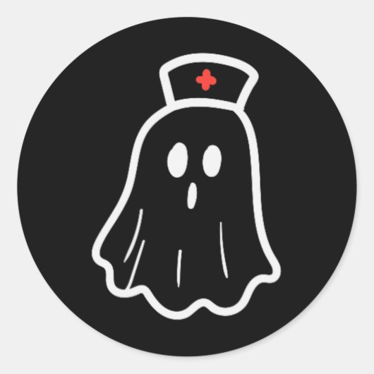 Ghost Nurse Halloween Costume Retro Herfst Scrub T Ronde Sticker (Voorkant)