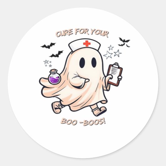 Ghost Nurse met magische drank - remedie voor je l Ronde Sticker (Voorkant)