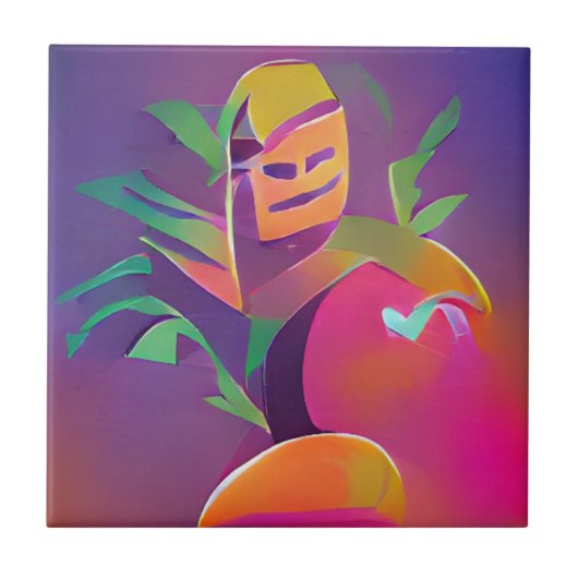 Ghost of a mango popsicle abstract digital art tegeltje (Voorkant)